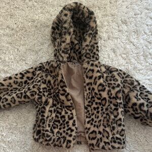ZARA Toddler Girl Faux Fur Leopard Jacket size 2 years